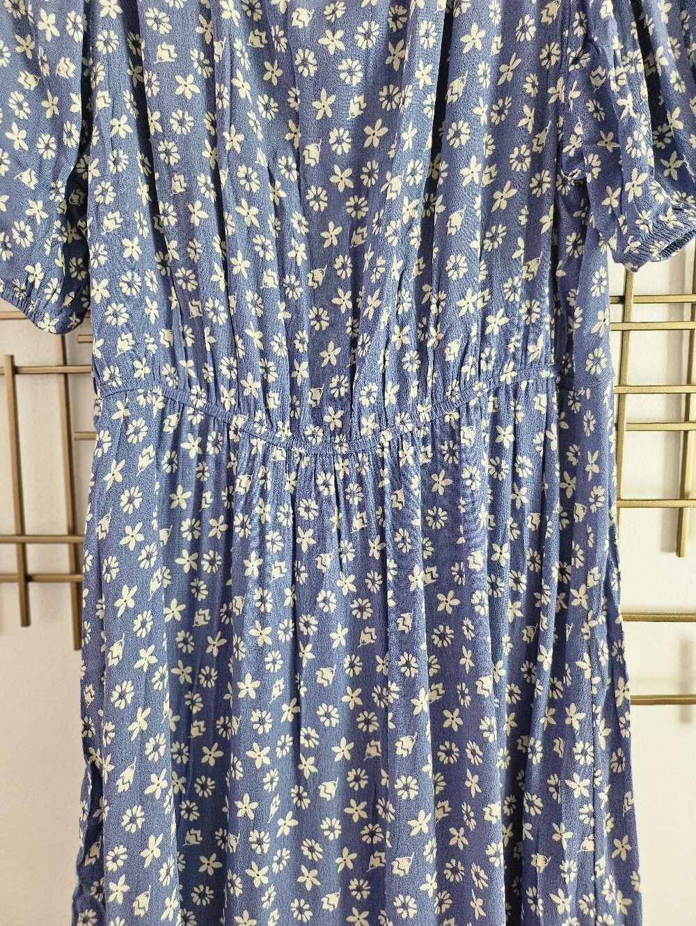 L- Free Assembly- Blue Floral Ruffle Dress - Picture 9 of 10
